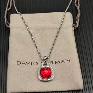 David Yurman Silver Necklace with Radiant Red Pendant